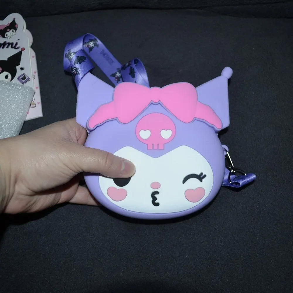 Purple Kuromi Kissy Face Mini Crossbody Bag & Wallet Valentines Gift Set